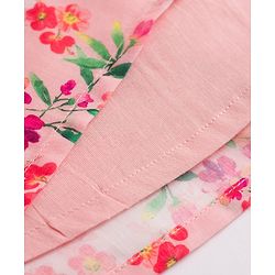 Babyhug Cotton Woven Frill Sleeves Frock with Floral Print - Peach