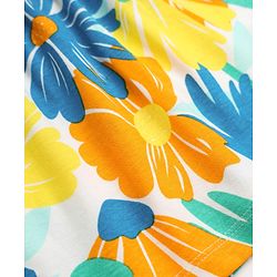 Babyhug Single Jersey Knit Half Sleeves One Piece Dress with Floral Print - Yellow & Blue