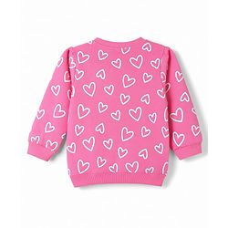 Babyhug 100% Cotton Terry Knit Full Sleeves Hearts & Amour Printed Sweatshirts Pack Of 2 - Red & Dark Pink