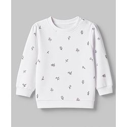 Babyhug 100% Cotton Terry Knit Full Sleeves Heavy Gauge Sweatshirt With Floral and Animal Print Pack of 2 - White & Green
