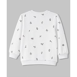 Babyhug 100% Cotton Terry Knit Full Sleeves Heavy Gauge Sweatshirt With Floral and Animal Print Pack of 2 - White & Green