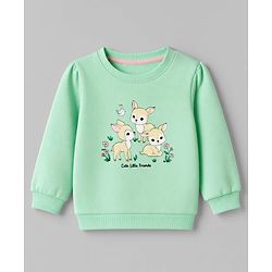 Babyhug 100% Cotton Terry Knit Full Sleeves Heavy Gauge Sweatshirt With Floral and Animal Print Pack of 2 - White & Green