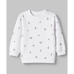 Babyhug 100% Cotton Terry Knit Full Sleeves Heavy Gauge Sweatshirt With Floral and Animal Print Pack of 2 - White & Green