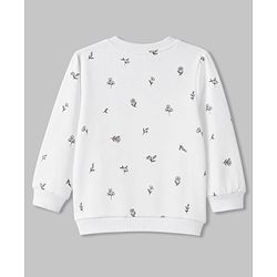 Babyhug 100% Cotton Terry Knit Full Sleeves Heavy Gauge Sweatshirt With Floral and Animal Print Pack of 2 - White & Green