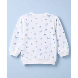Babyhug Heavy Gauge 100% Cotton Terry Knit Full Sleeves Sweatshirts With Floral & Text Print Pack of 2 - White & Light Green