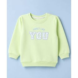 Babyhug Heavy Gauge 100% Cotton Terry Knit Full Sleeves Sweatshirts With Floral & Text Print Pack of 2 - White & Light Green