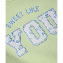 Babyhug Heavy Gauge 100% Cotton Terry Knit Full Sleeves Sweatshirts With Floral & Text Print Pack of 2 - White & Light Green
