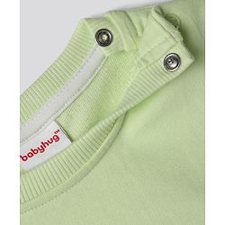 Babyhug Heavy Gauge 100% Cotton Terry Knit Full Sleeves Sweatshirts With Floral & Text Print Pack of 2 - White & Light Green