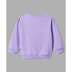 Babyhug 100% Cotton Heavy Gauge Terry Knit Full Sleeves Bow & Kitty Printed Sweatshirts Pack Of 2 - Purple & White
