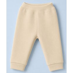 Babyhug Knit Full Sleeves Winter Wear Suit With Lion Patch - Cream