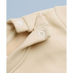 Babyhug Knit Full Sleeves Winter Wear Suit With Lion Patch - Cream