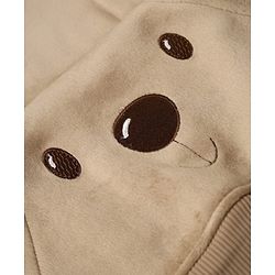 Babyhug Knit Full Sleeves Winter Wear Suits with Bear Applique - Beige