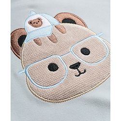 Babyhug Knit Full Sleeves Winter Wear Suit With Animal Embroidery - Blue