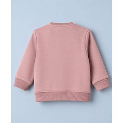 Babyhug Knit Full Sleeves Winter Wear Suit With Bear Patch - Pink