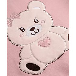 Babyhug Knit Full Sleeves Winter Wear Suit With Bear Patch - Pink