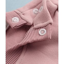 Babyhug Knit Full Sleeves Winter Wear Suit With Bear Patch - Pink