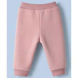 Babyhug Knit Full Sleeves Winter Wear Suit With Bear Patch - Pink
