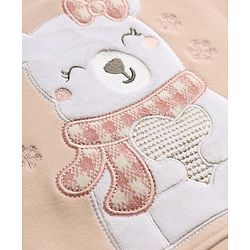 Babyhug Knit Full Sleeves Winter Wear Suit With Animal Patch & Embroidery - Pink