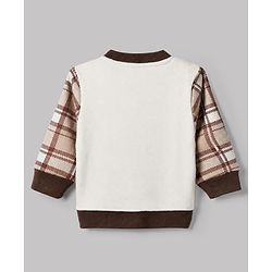 Babyhug Knit Full Sleeves Top and Jogger with Bear Patch & Ear Applique in Cream