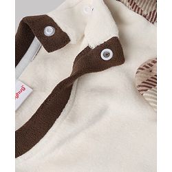 Babyhug Knit Full Sleeves Top and Jogger with Bear Patch & Ear Applique in Cream