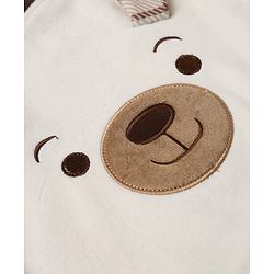 Babyhug Knit Full Sleeves Top and Jogger with Bear Patch & Ear Applique in Cream