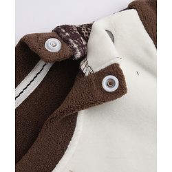 Babyhug Knit Sweatshirt and Pant with Full Sleeves and Bear Applique in Brown for 0-3 Months