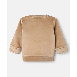 Babyhug Knit Full Sleeves Winter Wear Suit With Bear Patch - Brown