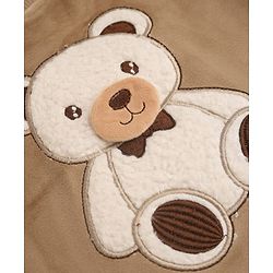 Babyhug Knit Full Sleeves Winter Wear Suit With Bear Patch - Brown