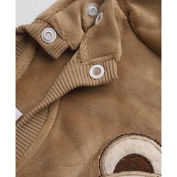 Babyhug Knit Full Sleeves Winter Wear Suit With Bear Patch - Brown