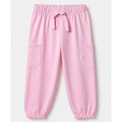Babyhug Cotton Knit Jogger Fit Full Length Solid Lounge Pant Pack of 3 in Pink Navy Blue