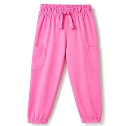 Babyhug Cotton Knit Jogger Fit Full Length Solid Lounge Pant Pack of 3 in Pink Navy Blue