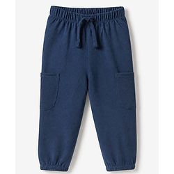 Babyhug Cotton Knit Jogger Fit Full Length Solid Lounge Pant Pack of 3 in Pink Navy Blue