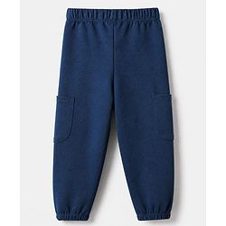 Babyhug Cotton Knit Jogger Fit Full Length Solid Lounge Pant Pack of 3 in Pink Navy Blue