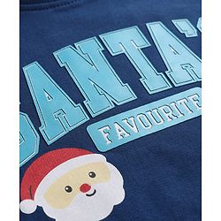 Babyhug 100% Cotton Terry Knit Sweatshirt with Full Sleeves and Santa' Favourite Text Print - Navy Blue