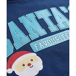 Babyhug 100% Cotton Terry Knit Sweatshirt with Full Sleeves and Santa' Favourite Text Print - Navy Blue