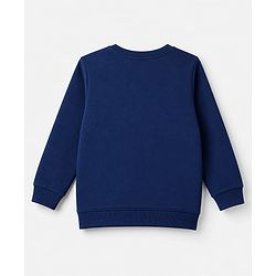 Babyhug 100% Cotton Terry Knit Sweatshirt with Full Sleeves and Santa' Favourite Text Print - Navy Blue