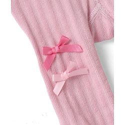 Cute Walk by babyhug Non Terry Knit Anti-bacterial Full Length Tights With Bow Applique - Pink