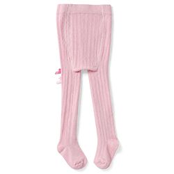 Cute Walk by babyhug Non Terry Knit Anti-bacterial Full Length Tights With Bow Applique - Pink