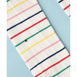 Cute Walk By Babyhug Non Terry Knit Regular Tights With Stripe Design - White
