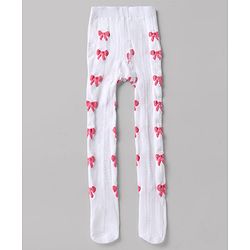 Cute Walk by Babyhug Cotton Non terry Knit Tights with Bow Design in White