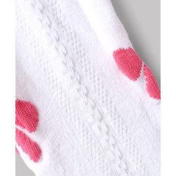 Cute Walk by Babyhug Cotton Non terry Knit Tights with Bow Design in White