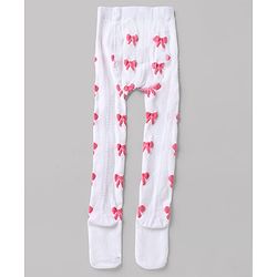 Cute Walk by Babyhug Cotton Non terry Knit Tights with Bow Design in White