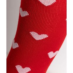 Cute Walk by Babyhug Non terry Knit Full Length Tights with Heart Print - Red