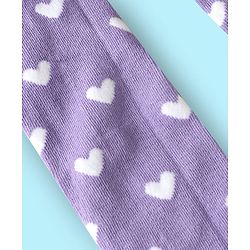 Cute Walk by Babyhug Non terry Knit Full Length Tights with Heart Print - Red