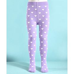 Cute Walk by Babyhug Non terry Knit Full Length Tights with Heart Print - Red