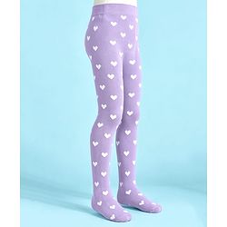 Cute Walk by Babyhug Non terry Knit Full Length Tights with Heart Print - Red