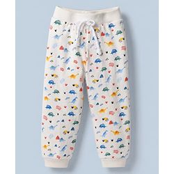 Babyhug Cotton Knit Full Length Jogger Fit Lounge Pant With Animal Print Pack of 3 - Red White