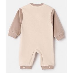 Babyhug Fur Knit Footed Romper with Full Sleeves and Car Patch in Cream