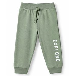 Babyhug Cotton Jersey Knit Full Length Jogger Fit Solid Lounge Pant with Camouflage Pack of 3 in Green Beige
