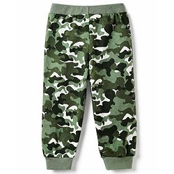Babyhug Cotton Jersey Knit Full Length Jogger Fit Solid Lounge Pant with Camouflage Pack of 3 in Green Beige